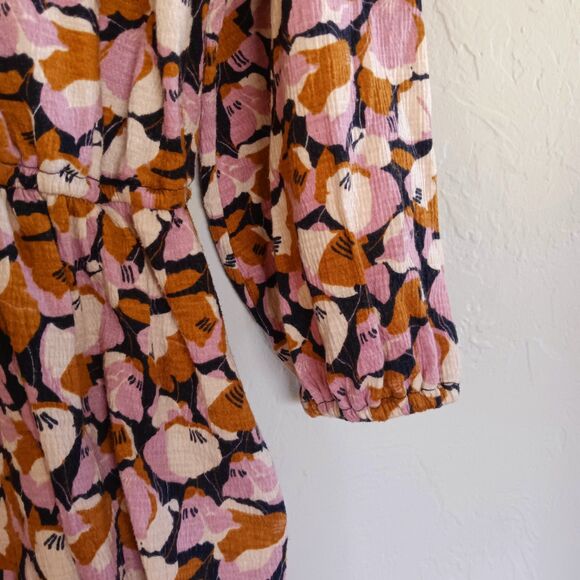 NINE WEST Floral Long Sleeve Textured Knee Length Dress Women's L - Picture 7 of 9